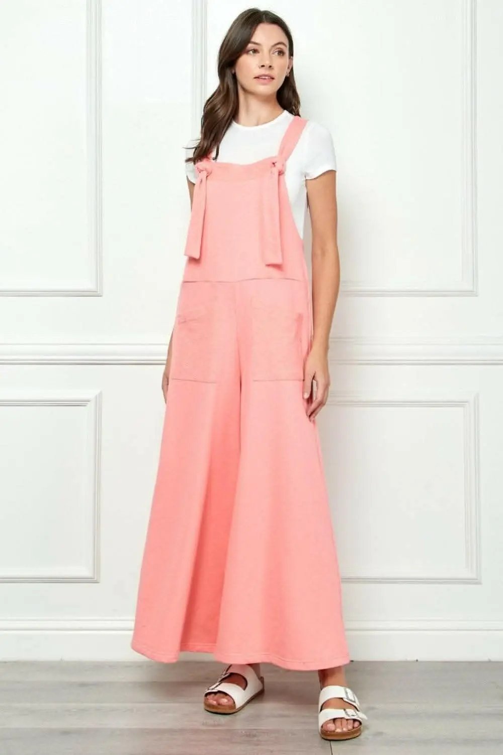Veveret Wide Strap French Terry Overalls - Love Salve